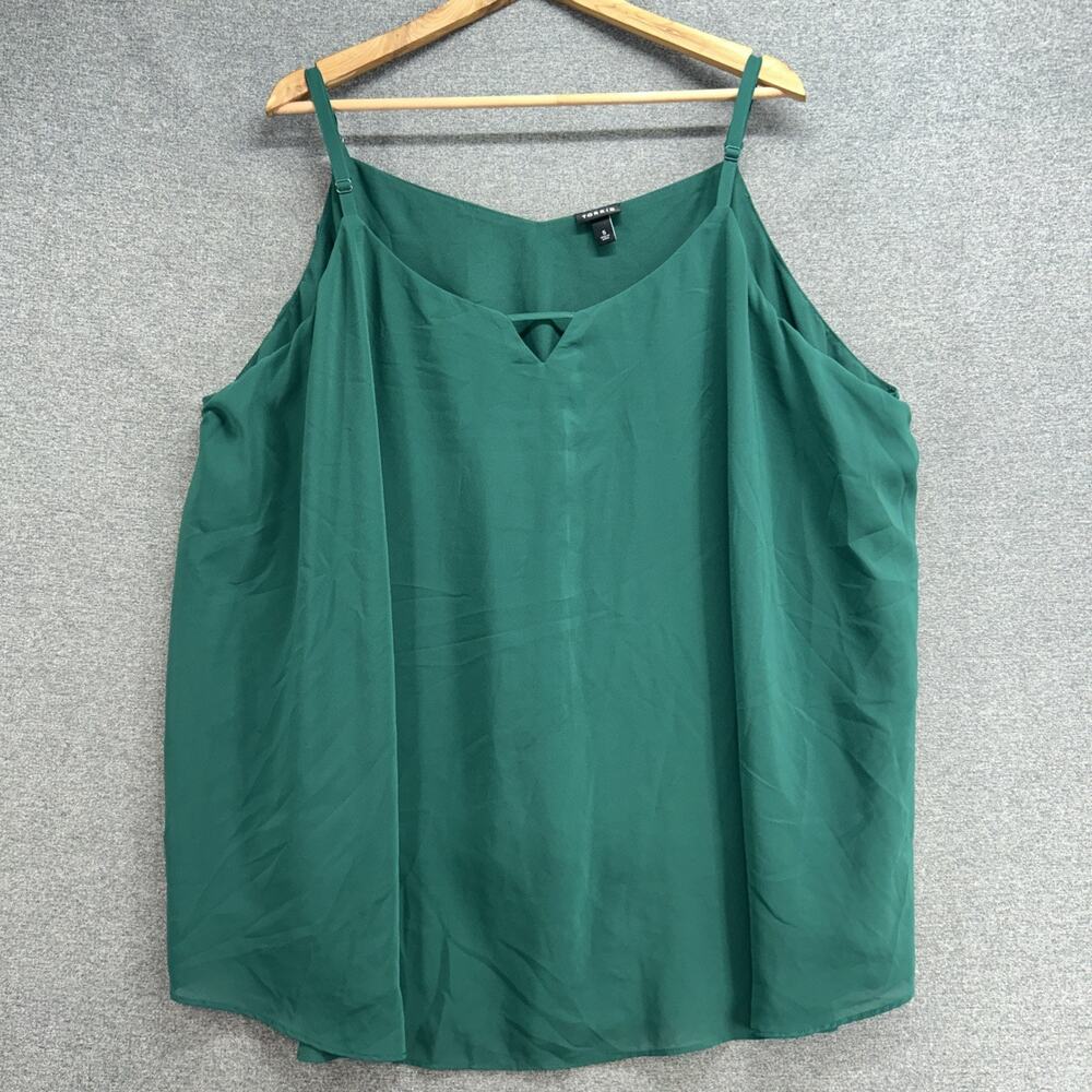Torrid Blouse Womens Plus 5X Green Double Layer V Notch Cami Adjustable Straps